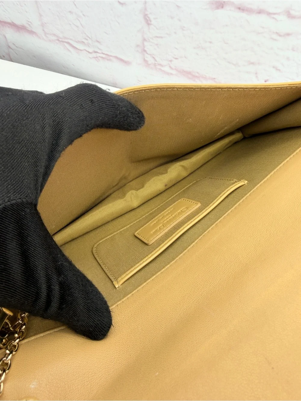 Christian Dior Patent Cannage Lady Dior Convertible Clutch Beige